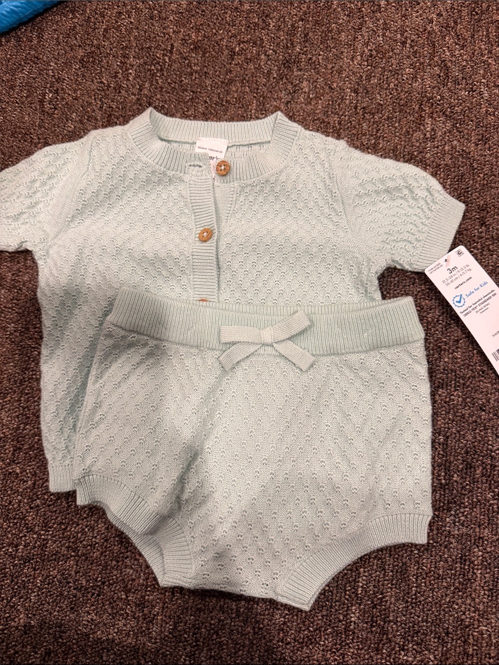 Carter's Mint Knit Diaper Cover with Bow